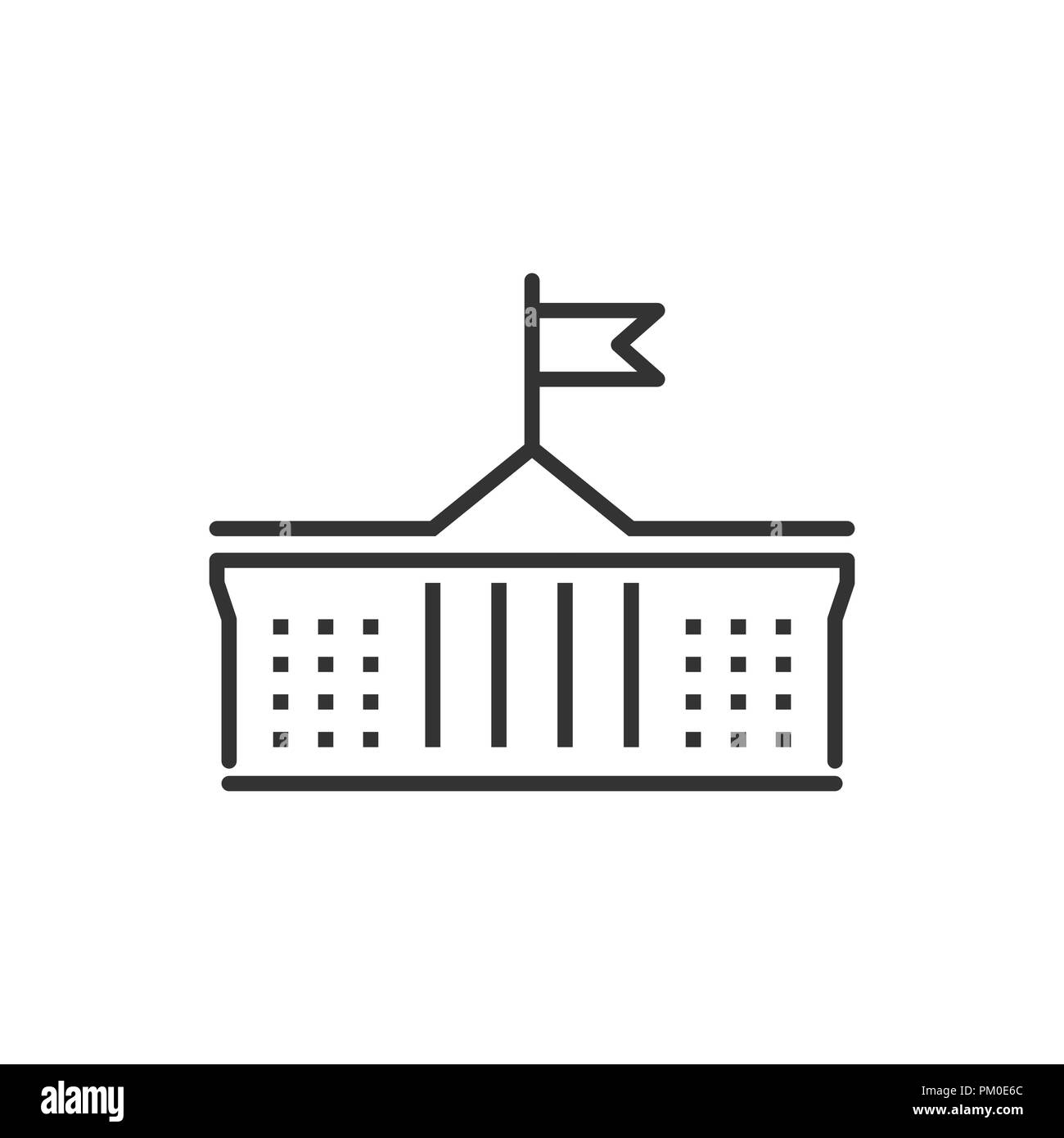 Bâtiment de la Banque dans l'icône de style plat. L'architecture du gouvernement vector illustration sur fond blanc isolé. Concept d'affaires extérieures du musée. Illustration de Vecteur