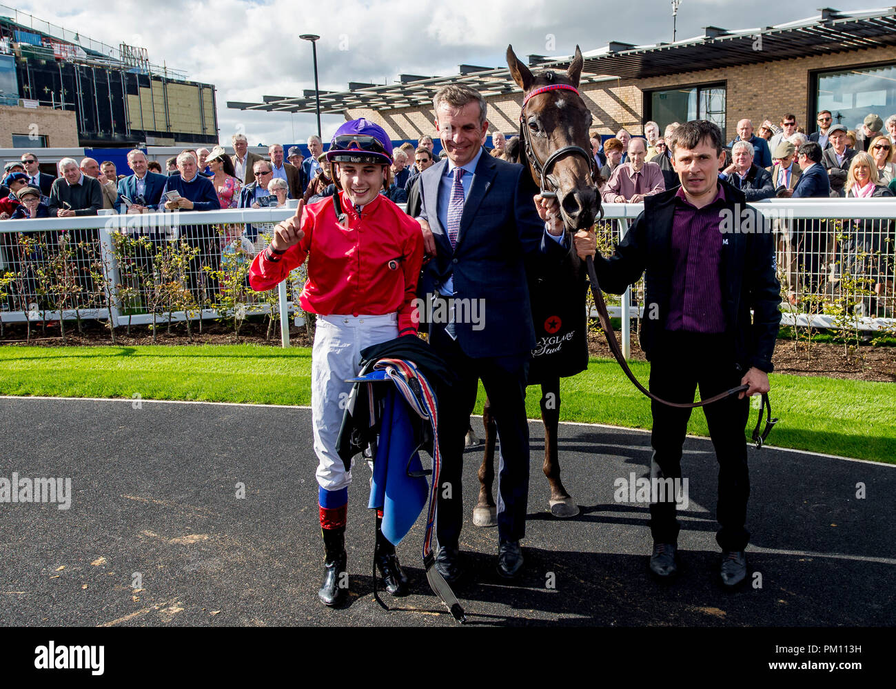 Curragh, KIL, USA. 16 Sep, 2018. 16 septembre 2018 : Scatter Skitter », montée par Ronan Whelan, gagne le Moyglare Stud Stakes sur Champions irlandais Curragh Hippodrome Enjeux à jour le 16 septembre 2018 en Irlande, Curragh. Scott Serio/ESW/CSM/Alamy Live News Banque D'Images