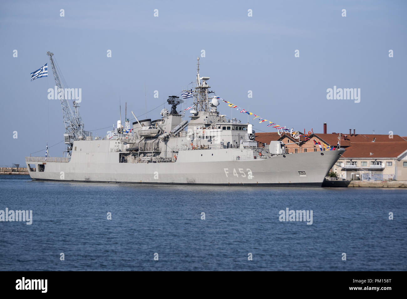 Thessalonique, Grèce. Sep 9, 2018. La frégate de la marine hellénique F 452 ''''Hydra visite le port de la ville de Thessalonique. ''Hydra'' est une frégate MEKO 200 et le fleuron de la marine hellénique. Credit : Giannis Papanikos/ZUMA/Alamy Fil Live News Banque D'Images