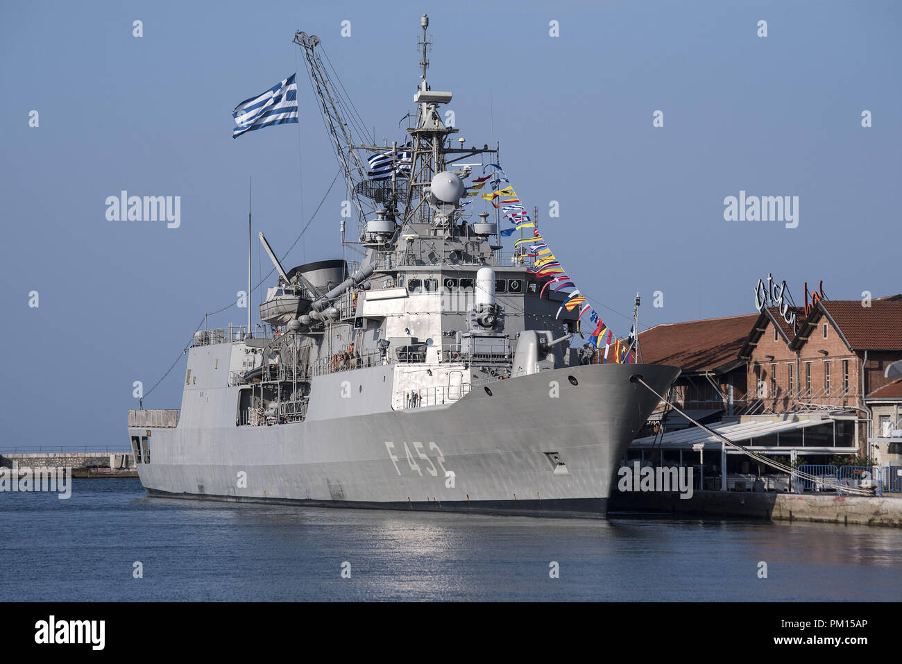 Thessalonique, Grèce. Sep 9, 2018. La frégate de la marine hellénique F 452 ''''Hydra visite le port de la ville de Thessalonique. ''Hydra'' est une frégate MEKO 200 et le fleuron de la marine hellénique. Credit : Giannis Papanikos/ZUMA/Alamy Fil Live News Banque D'Images