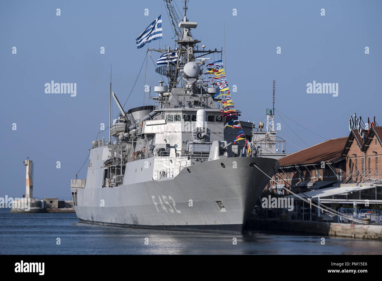 Thessalonique, Grèce. Sep 9, 2018. La frégate de la marine hellénique F 452 ''''Hydra visite le port de la ville de Thessalonique. ''Hydra'' est une frégate MEKO 200 et le fleuron de la marine hellénique. Credit : Giannis Papanikos/ZUMA/Alamy Fil Live News Banque D'Images