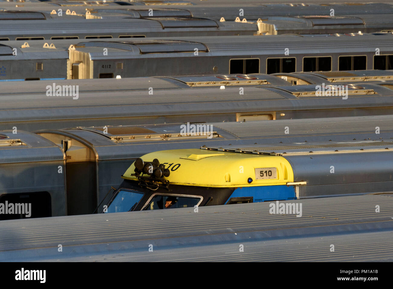 11-2017 New York, USA. Dans les trains, les chantiers d'Hudson Manhattan. Photo : © Simon Grosset Banque D'Images