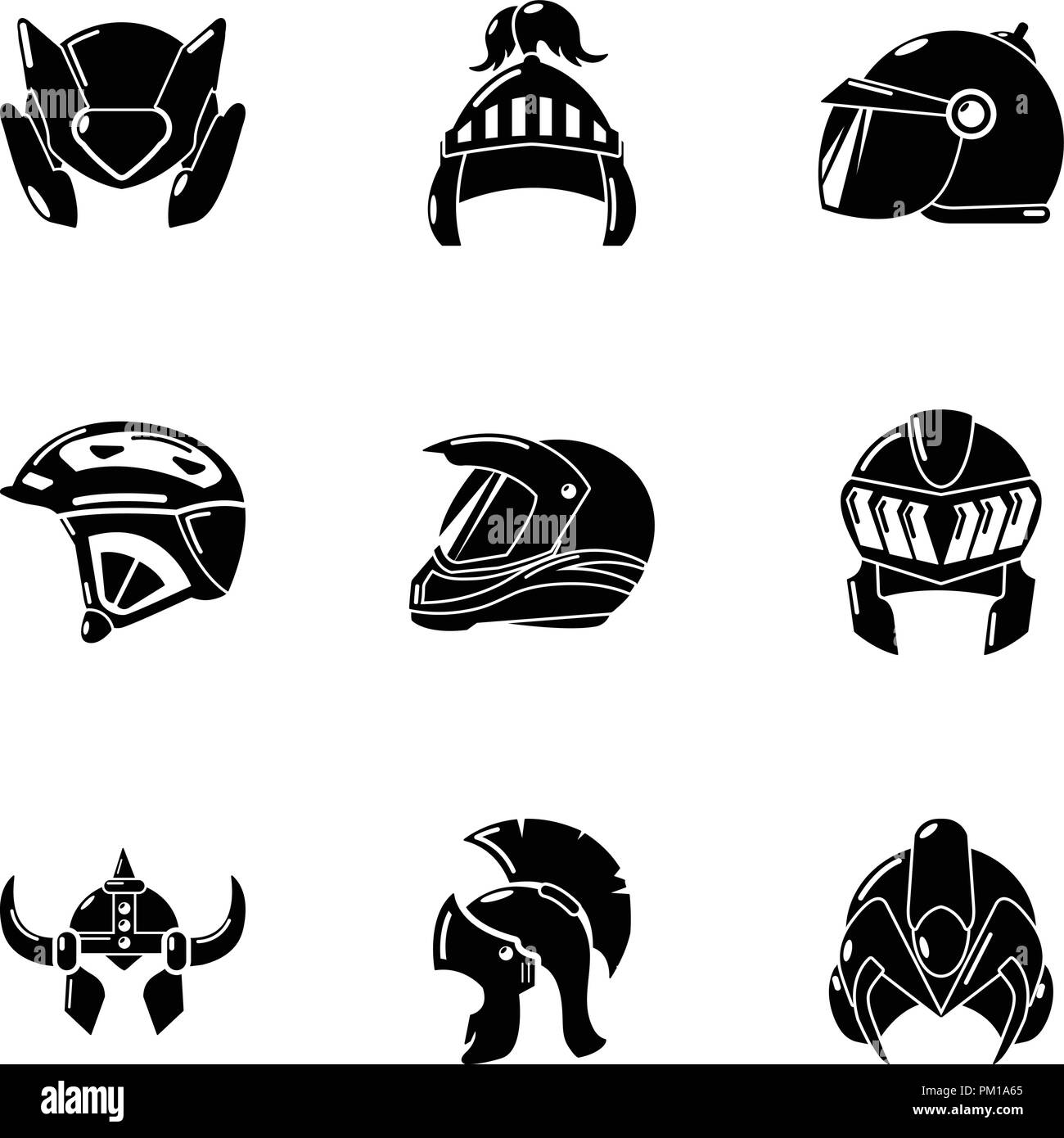 Casque de protection icons set, le style simple Illustration de Vecteur