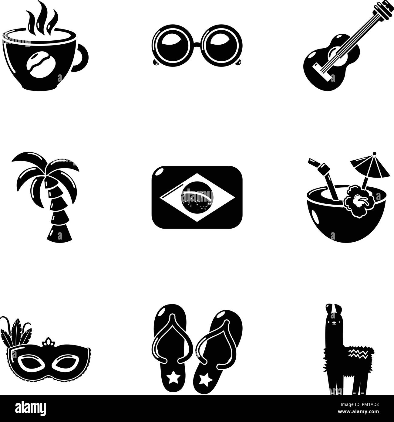 Divertissement brésilien icons set, le style simple Illustration de Vecteur