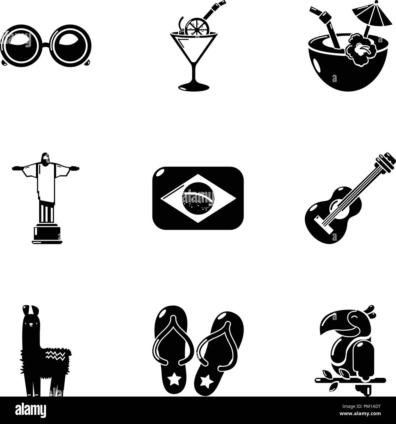 Icons set voyage brésilien, le style simple Illustration de Vecteur