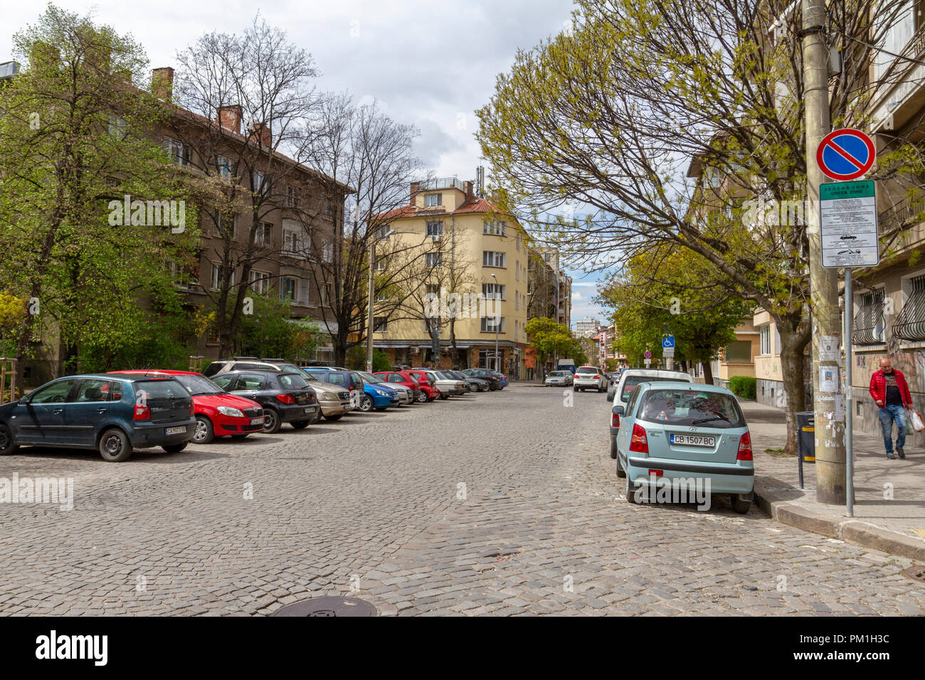 Rue Général vue d'une rue pavée, à Sofia, Bulgarie. Banque D'Images