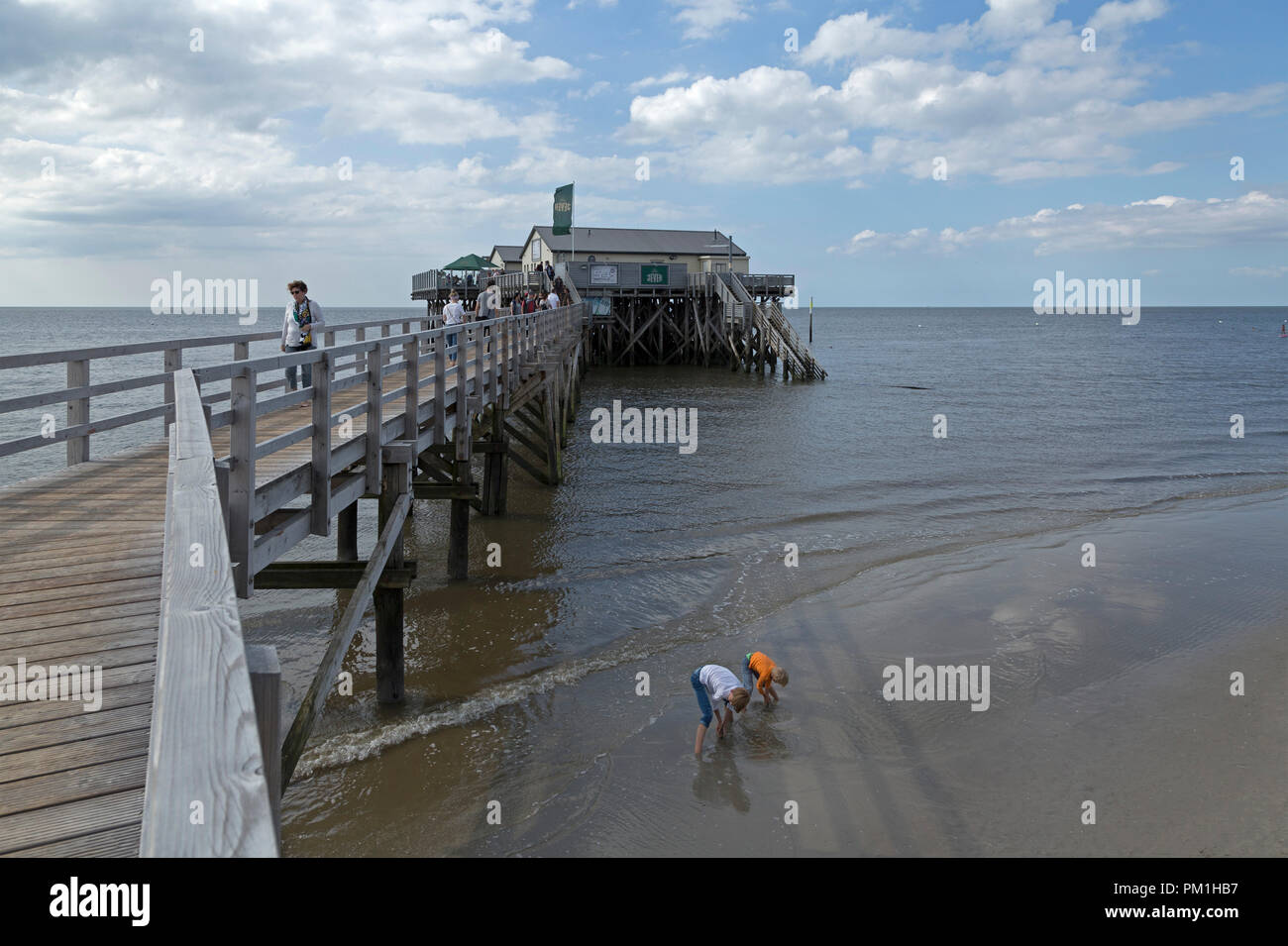 Restaurant de la plage, maison sur pilotis, Schleswig-Holstein, Allemagne Banque D'Images