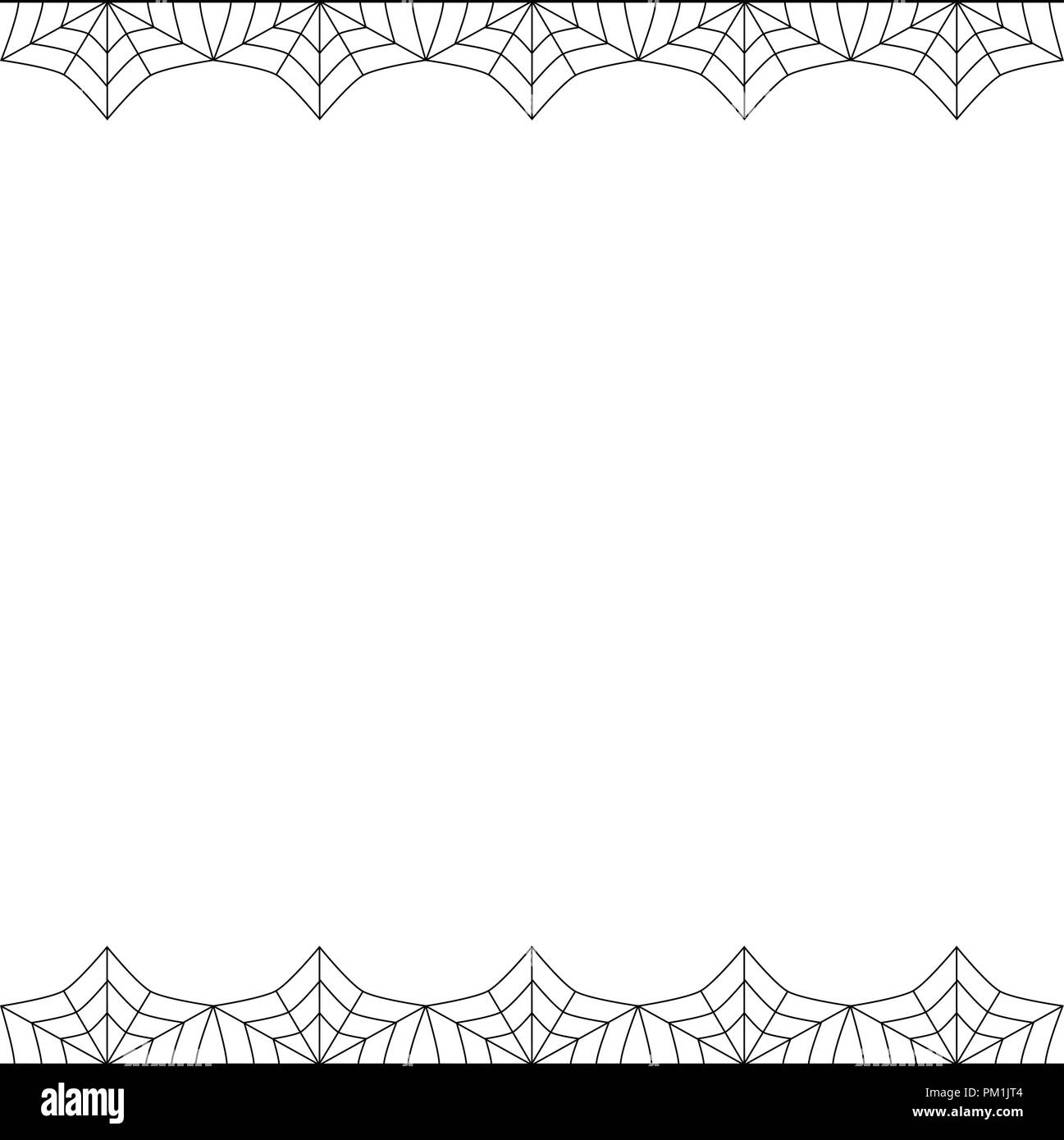 Cadre de l'Halloween. Cette élégante chambre double vecteur noir carré haut et bas-frontière avec copie espace pour texte isolé sur fond blanc. Modèle pour i Illustration de Vecteur