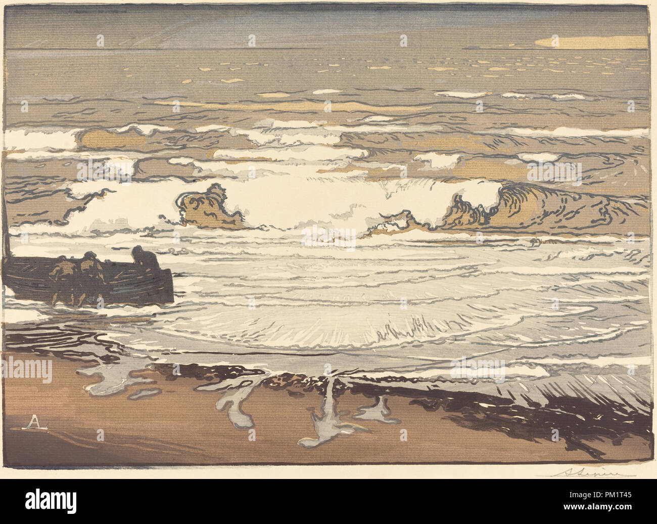 Les vagues ont déroulé, inondation de septembre 1901 (Les Vagues deferlent). En date du : 1901. Dimensions : Plateau : 28,1 x 39,5 cm (11 1/16 x 15 9/16 in.) : feuille 32 x 44,5 cm (12 5/8 x 17 1/2 in.). Médium : gravure sur papier. Musée : National Gallery of Art, Washington DC. Auteur : Auguste Lepere. Banque D'Images