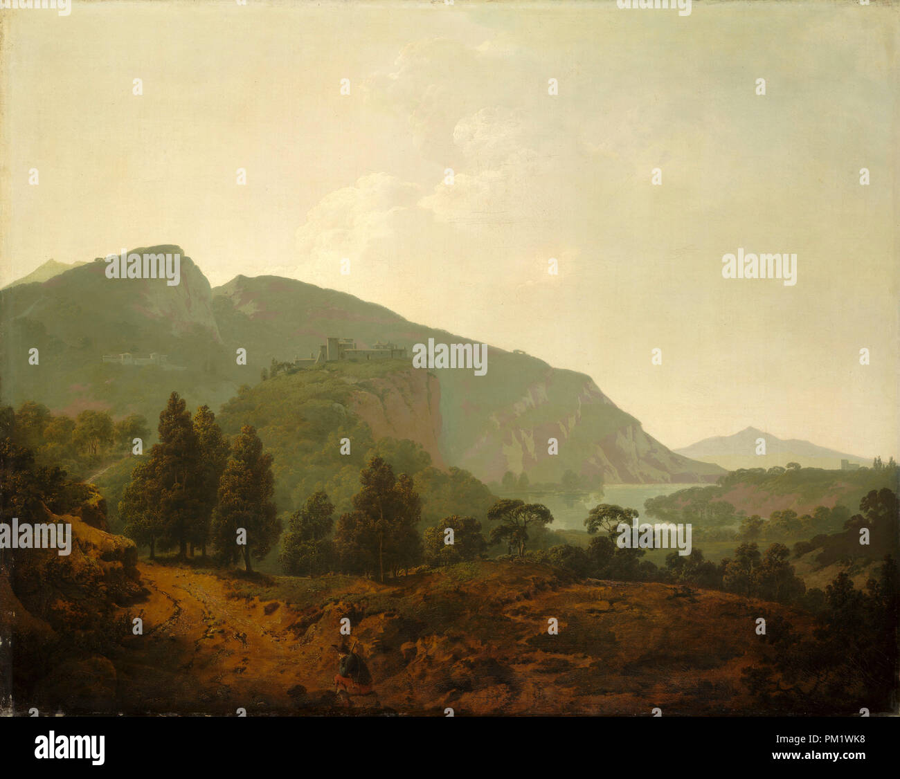 Paysage italien. En date du : 1790. Dimensions : hors tout : 103,5 x 130,4 cm (40 3/4 x 51 5/16 in.) : 122,2 x 146,7 encadrée x 6,9 cm (48 1/8 x 57 3/4 x 2 2/13 in.). Médium : Huile sur toile. Musée : National Gallery of Art, Washington DC. Auteur : Joseph Wright. Banque D'Images