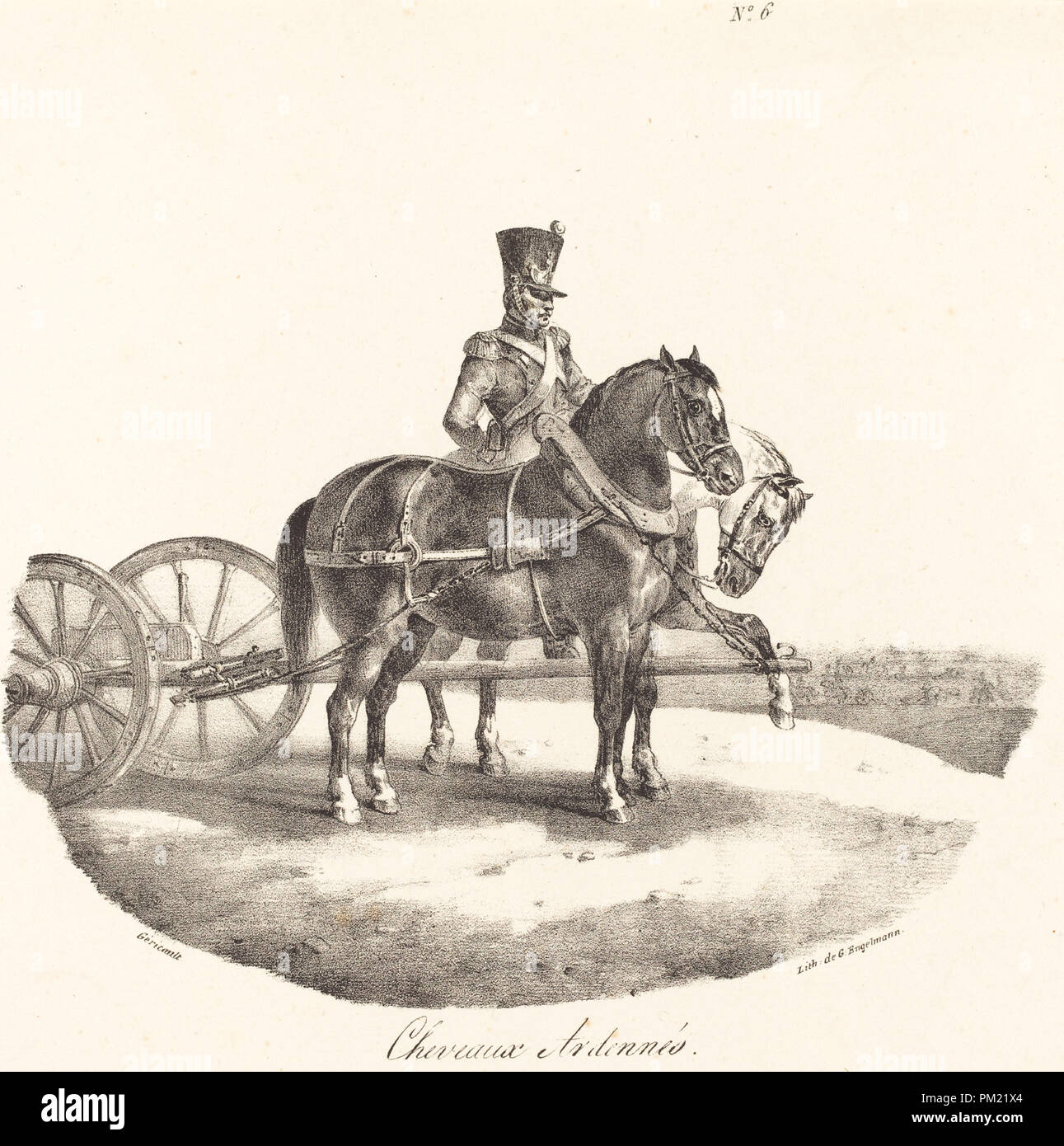 Cheveaux des Ardennes. En date du : 1822. Dimensions : 15,7 x 22,7 image : cm (6 3/16 x 8 15/16 in.) feuille : 26,7 x 33,3 cm (10 1/2 x 13 1/8 in.). Technique : lithographie sur papier vélin. Musée : National Gallery of Art, Washington DC. Auteur : Théodore Géricault. Banque D'Images