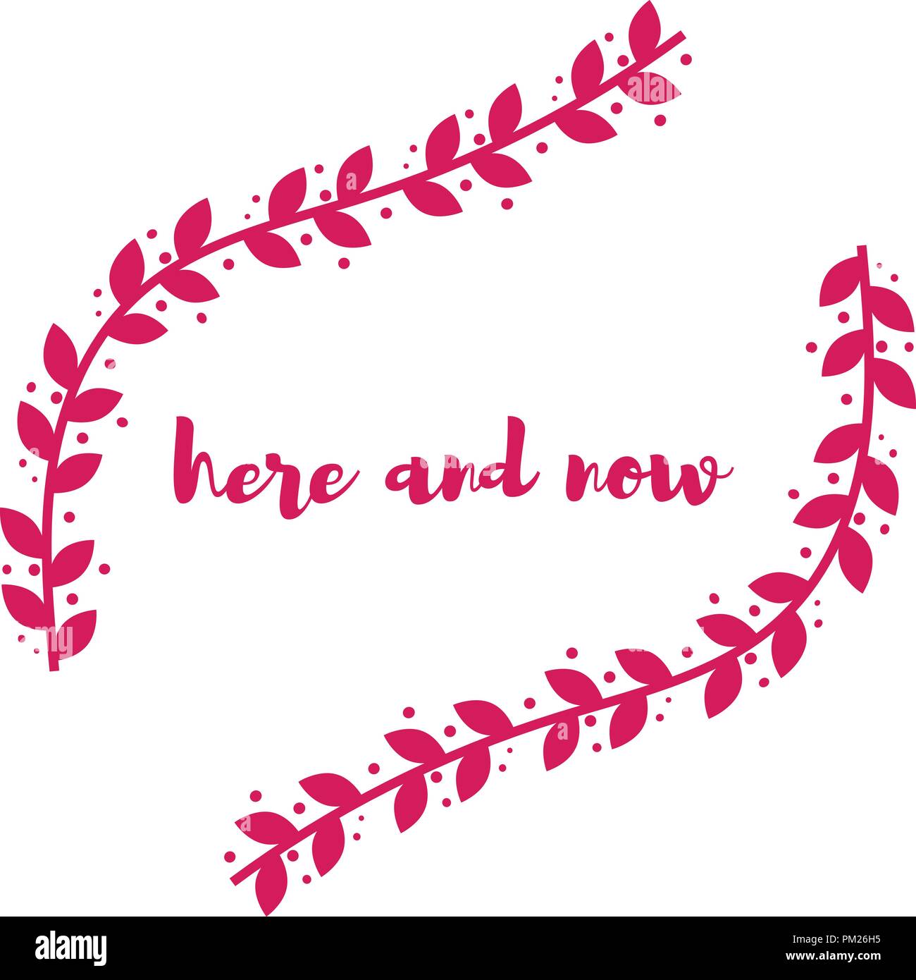 Vector illustration. Gerbe de plantes abstrait avec une inscription.ici et maintenant Illustration de Vecteur