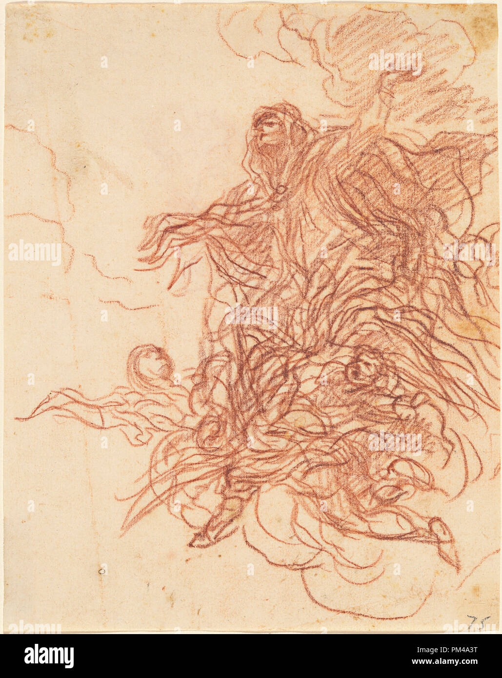 L'Assomption de la Vierge. En date du : ch. 1667. Fiche technique : Dimensions : 19,4 x 15,4 cm (7 5/8 x 6 1/16 in.). Médium : craie rouge sur papier vergé crème. Musée : National Gallery of Art, Washington DC. Auteur : Baldassare Franceschini. Banque D'Images