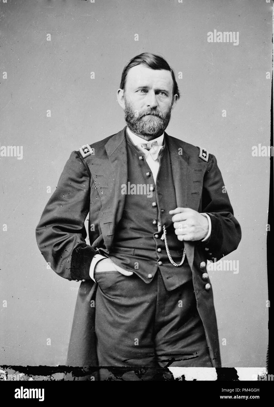 Portrait du Général Ulysses S. Grant, officier de l'armée fédérale, vers 1860. Référence de fichier #  1003 011THA Banque D'Images