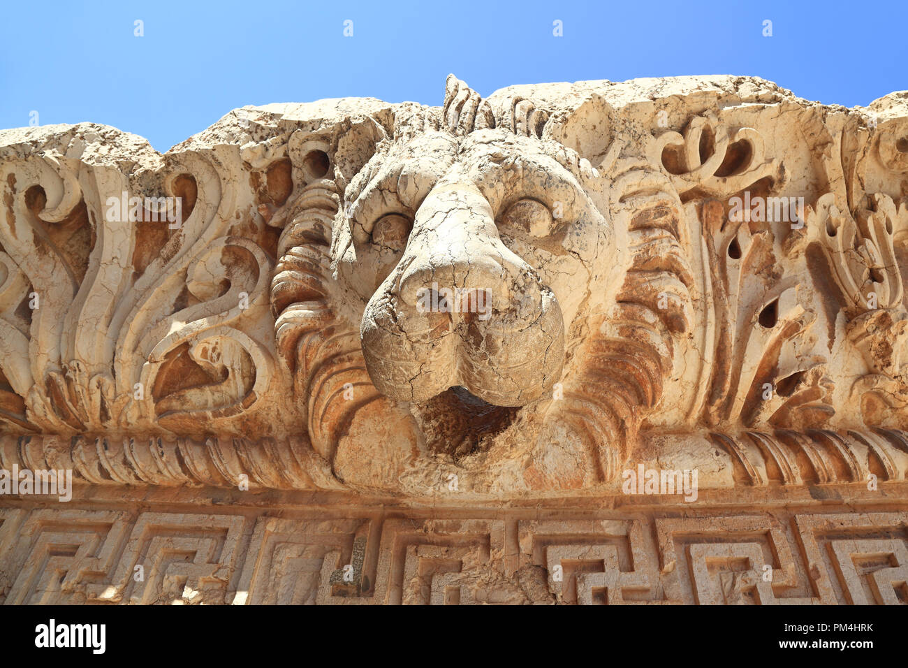 Ruines Romaines de Baalbek au Liban, Lion's Head Banque D'Images