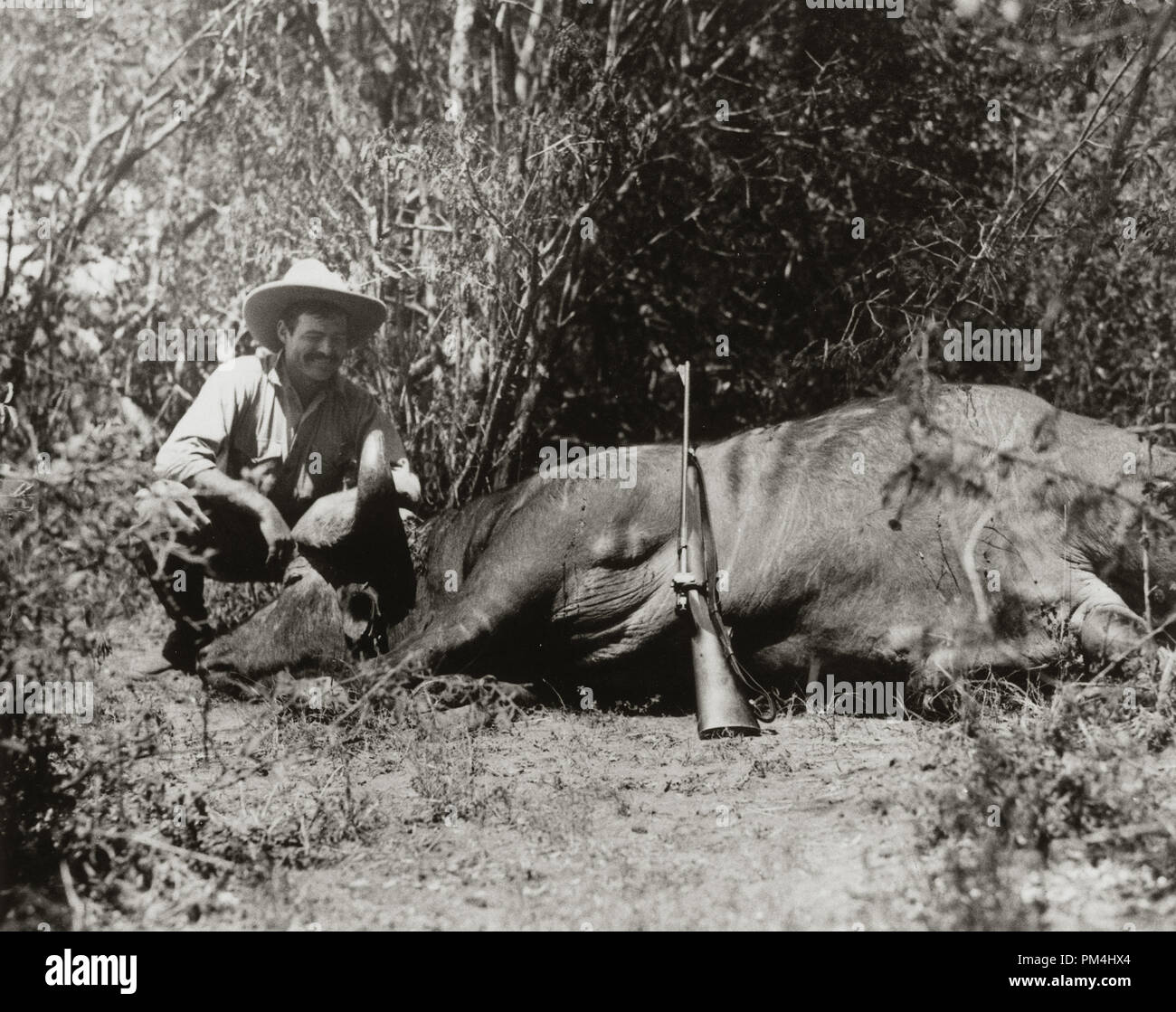 Ernest Hemingway en safari en Afrique circa 1933-1934 Référence #  1003 426THA Banque D'Images