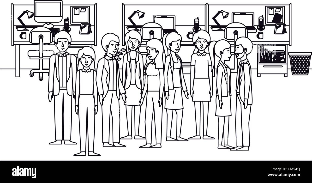 Les gens d'affaires dans le milieu de caractères Illustration de Vecteur