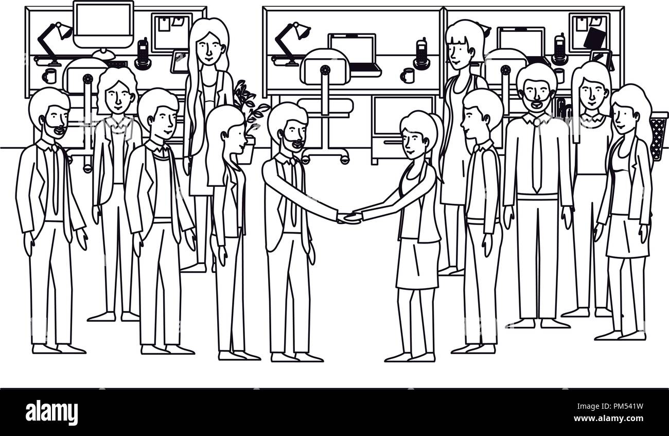 Les gens d'affaires dans le milieu de caractères Illustration de Vecteur
