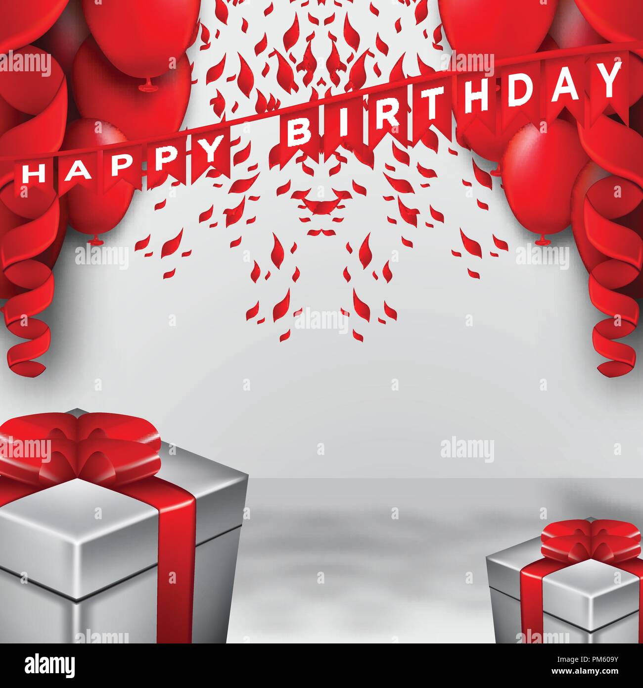 Joyeux anniversaire célébration typographie design pour carte de voeux, affiche ou bannière avec des ballons et des confettis réaliste la chute. Vector illustration Illustration de Vecteur