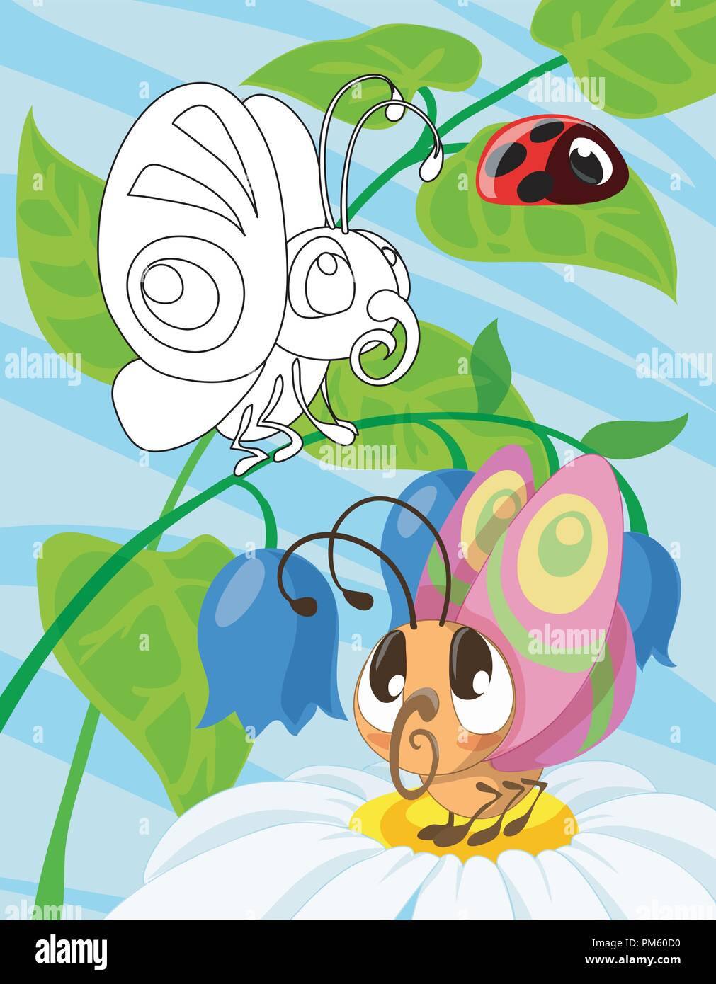 La Main De Bebe Mignon Papillon Cartoon Style Inspire Livre De Coloriage Pour Les Enfants Et Les Adultes Image Vectorielle Stock Alamy