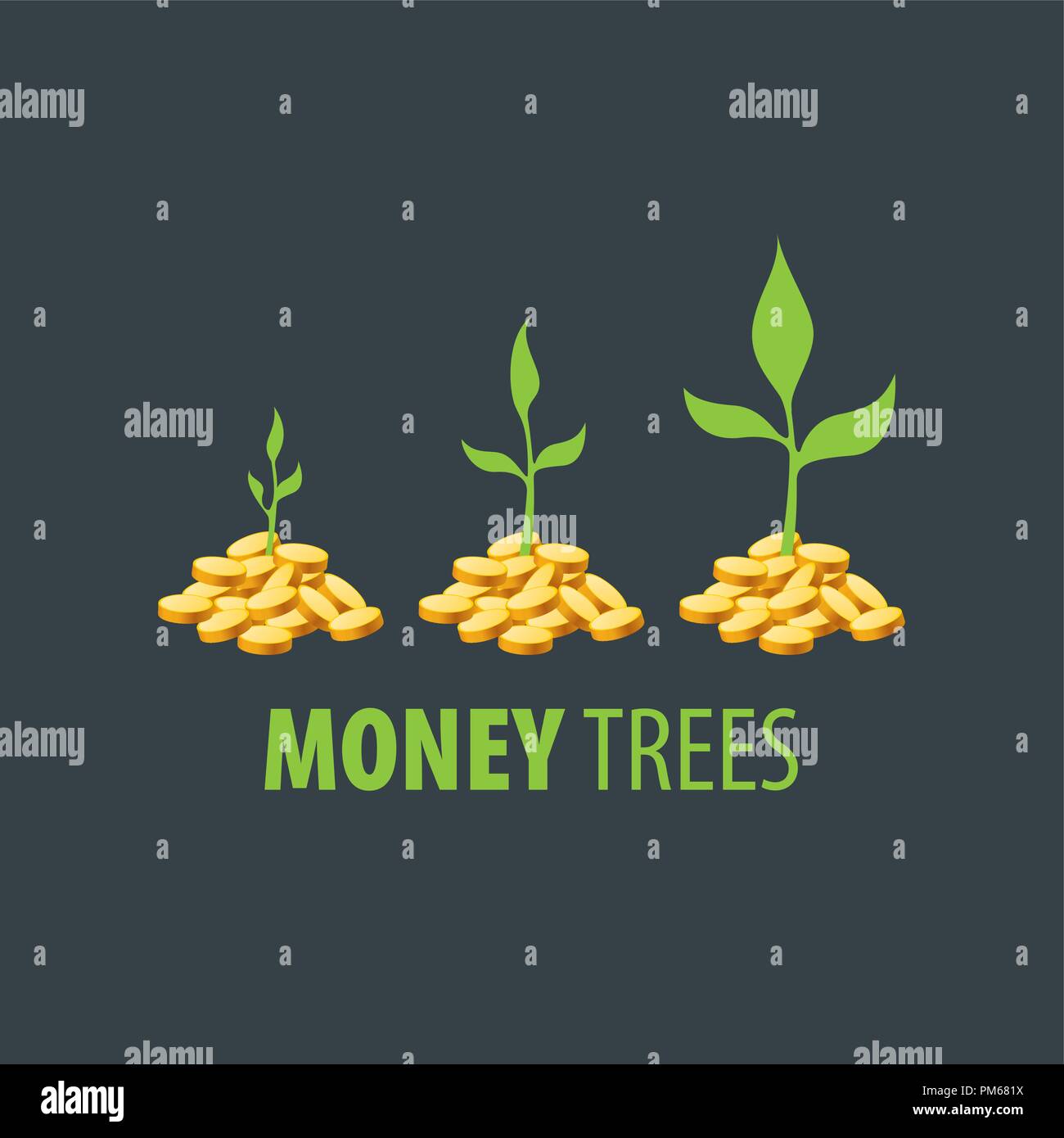 Arbre d'argent logo Illustration de Vecteur