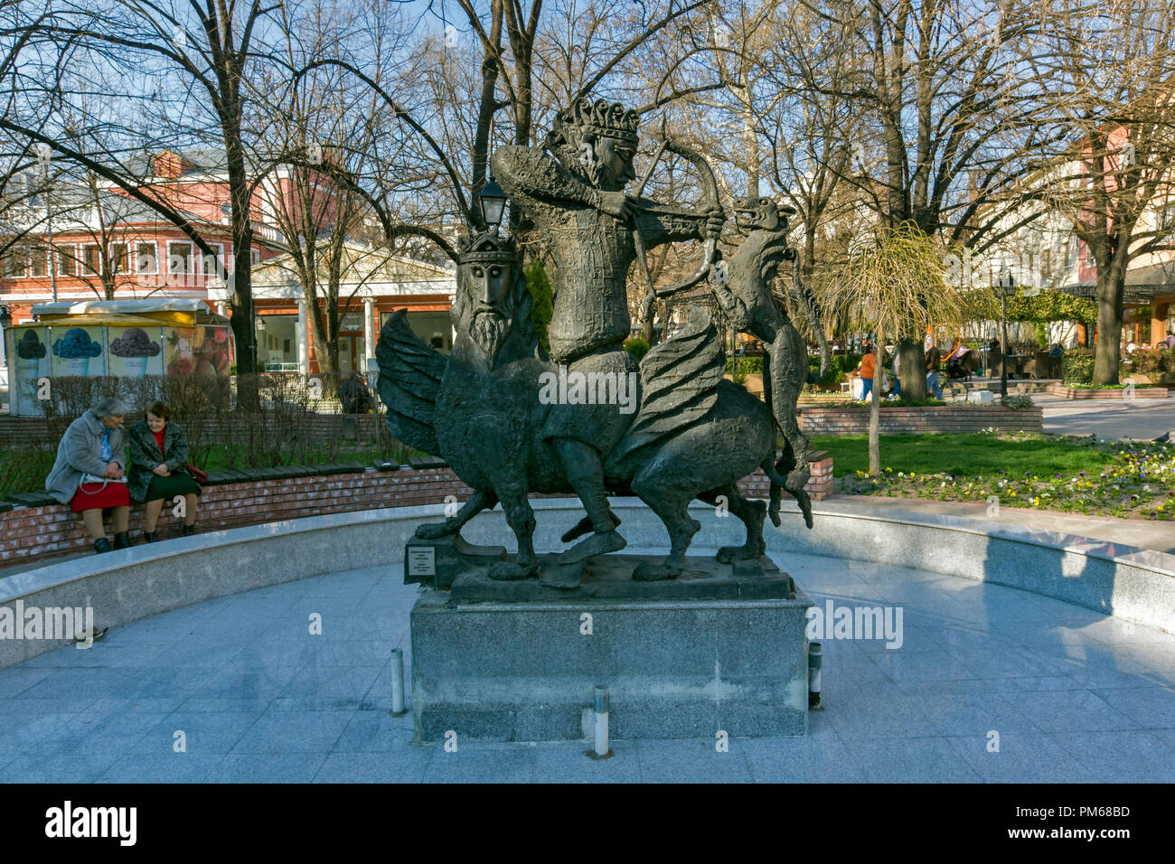 Sofia, Bulgarie - 15 mars 2014 : fontaine au centre de la ville de Haskovo, Bulgarie Banque D'Images