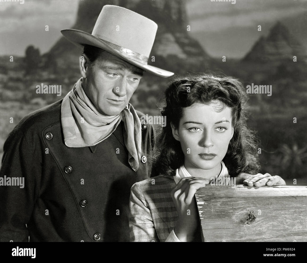 John Wayne et Gail Russell, 'Angel et le Badman' 1947 Référence de dossier République 31316 112THA Banque D'Images