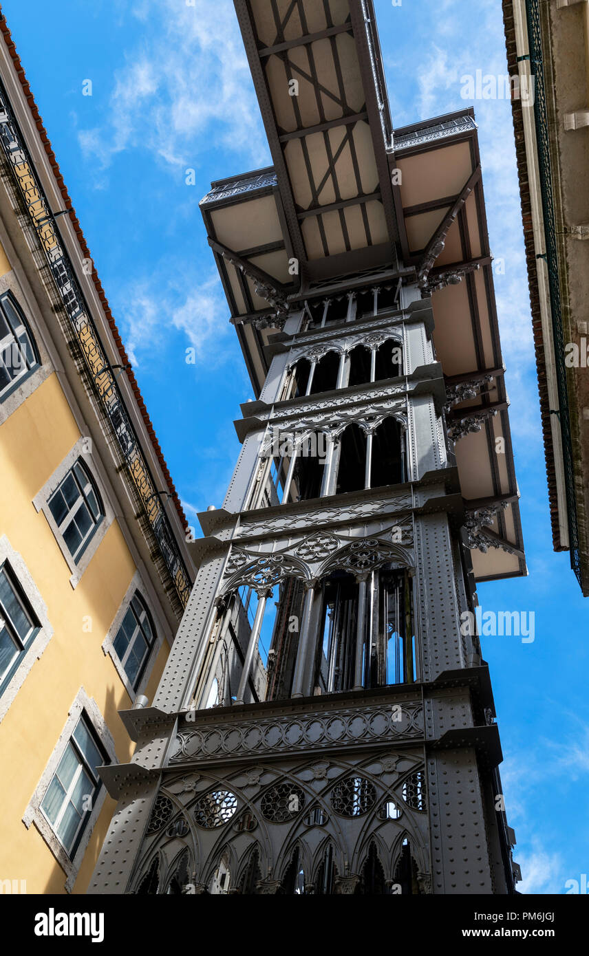 Ascenseur de Santa Justa (Elevador de Santa Justa), la Baixa, Lisbonne, Portugal Banque D'Images