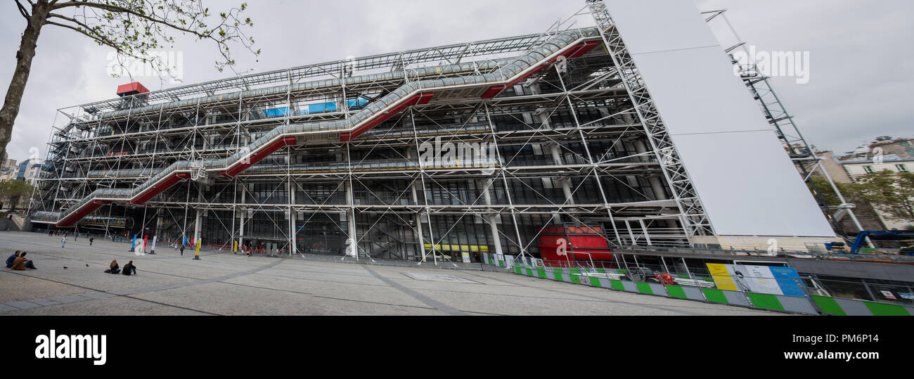PARIS, FRANCE, LE 6 SEPTEMBRE 2018 - Façade de l'initiative de Georges Pompidou à Paris, France. Le Centre de Georges Pompidou est l'un des plus célèbres Banque D'Images