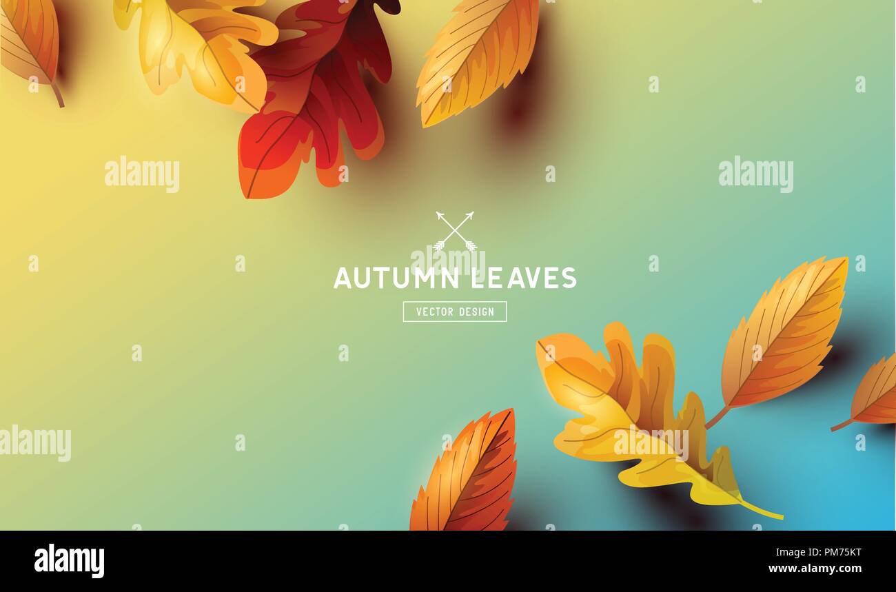 La saison d'automne avec les feuilles d'automne tombant en arrière-plan et de place pour le texte. Vector illustration Illustration de Vecteur