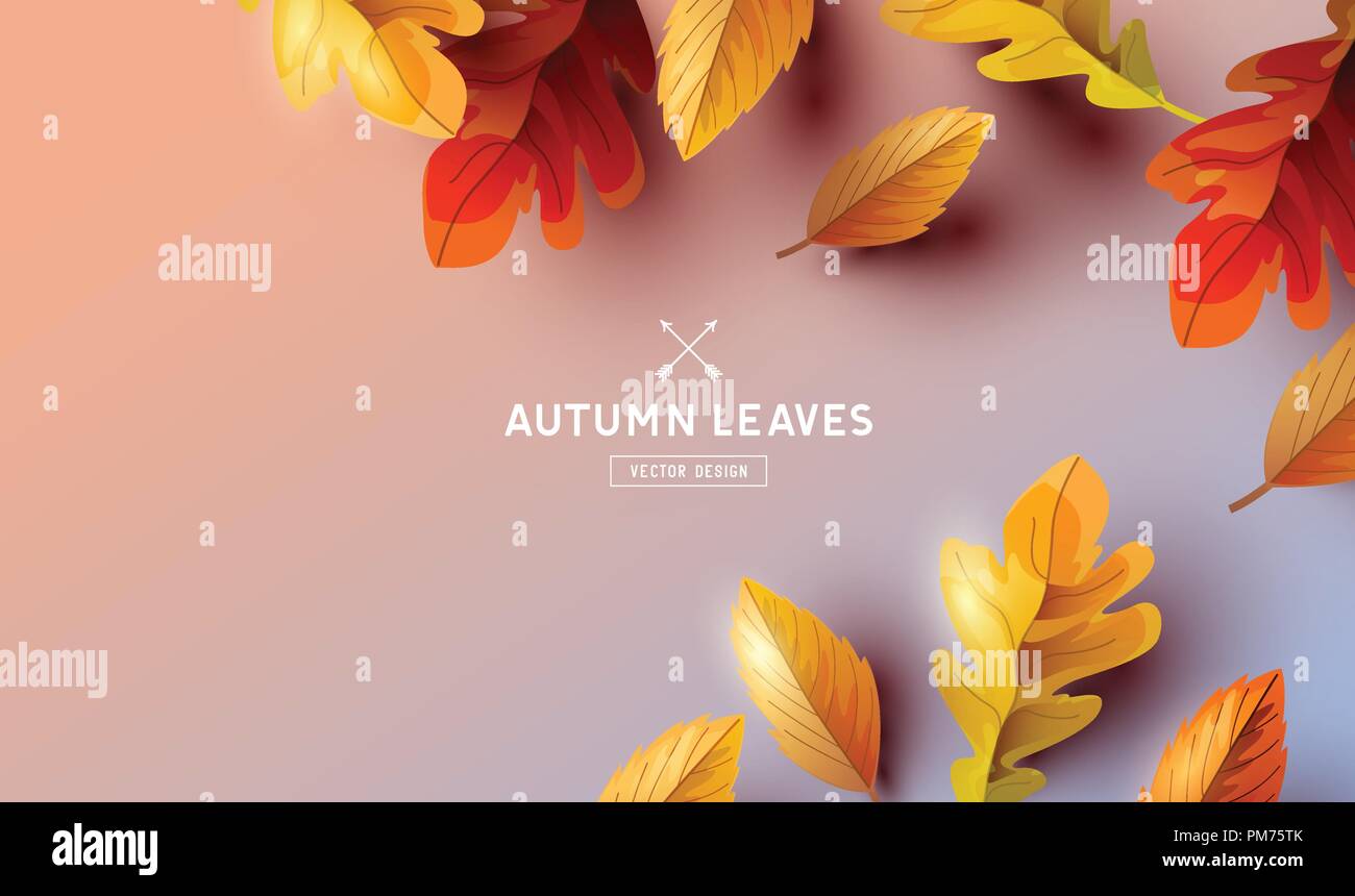 La saison d'automne avec les feuilles d'automne tombant en arrière-plan et de place pour le texte. Vector illustration Illustration de Vecteur
