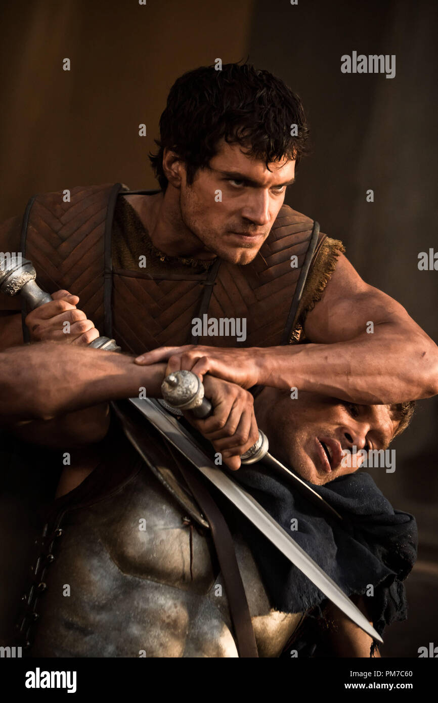 Henry Cavill (haut) et Joseph Morgan star des médias dans la relativité des Immortels. Crédit photo : Jan Thijs Banque D'Images