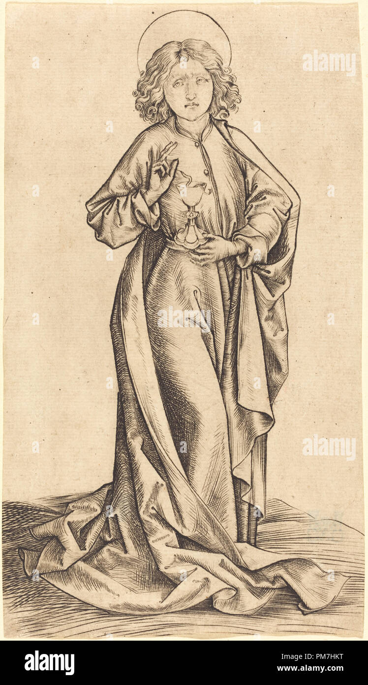 Saint Jean l'Évangéliste. En date du : ch. 1480/1490. Technique : gravure. Musée : National Gallery of Art, Washington DC. Author : Master i. e. Banque D'Images