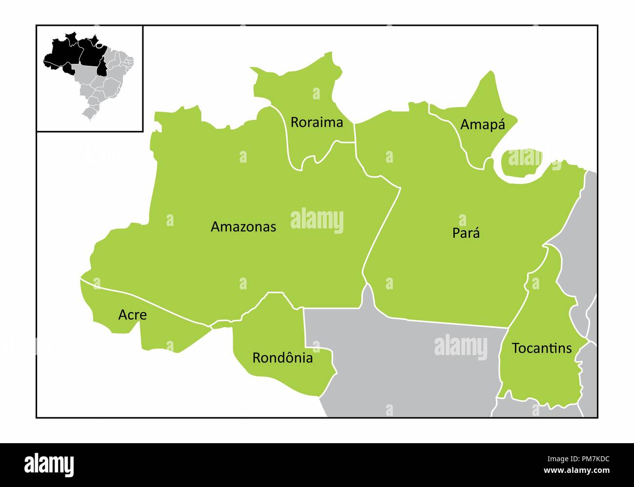 Carte de la région nord du Brésil avec les membres Illustration de Vecteur