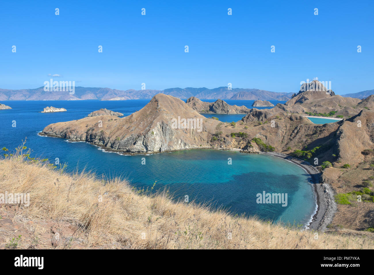 Le beau paradis indonésien de Padar Island dans le Parc National de Komodo. Banque D'Images