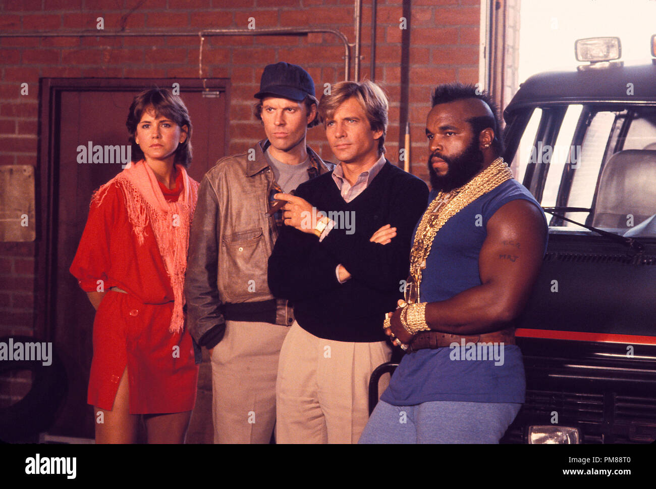 Publicité studio de toujours "l'A-Team' Stefanie, Dwight Schultz, Dirk Benedict, M. T 1984 Tous droits réservés de la référence du fichier #  31706118THA pour un usage éditorial uniquement Banque D'Images