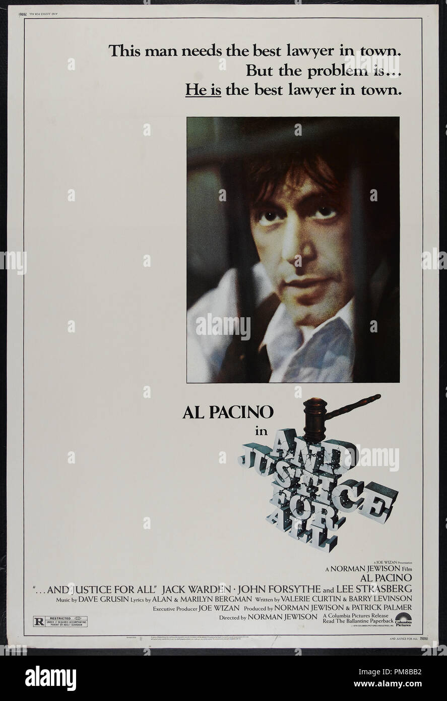 Publicité Studio : '...et la justice pour tous." L'affiche de la Colombie-Britannique 1979 Al Pacino, Jack Warden référence #  31790 988 THA Banque D'Images