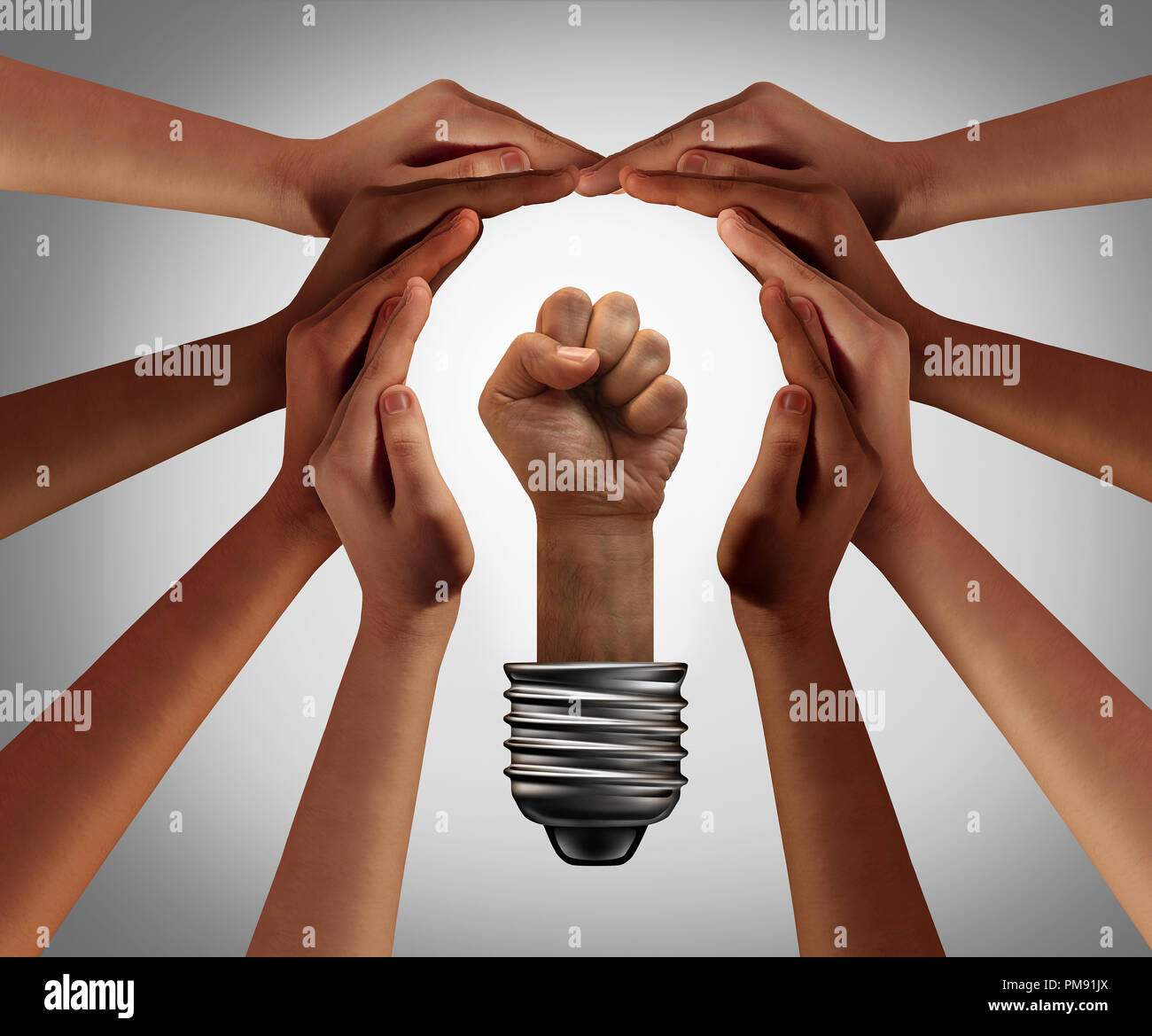 Le pouvoir du peuple et la diversité du concept d'inspiration populiste comme un mouvement social idée avec 3D illustration éléments. Banque D'Images