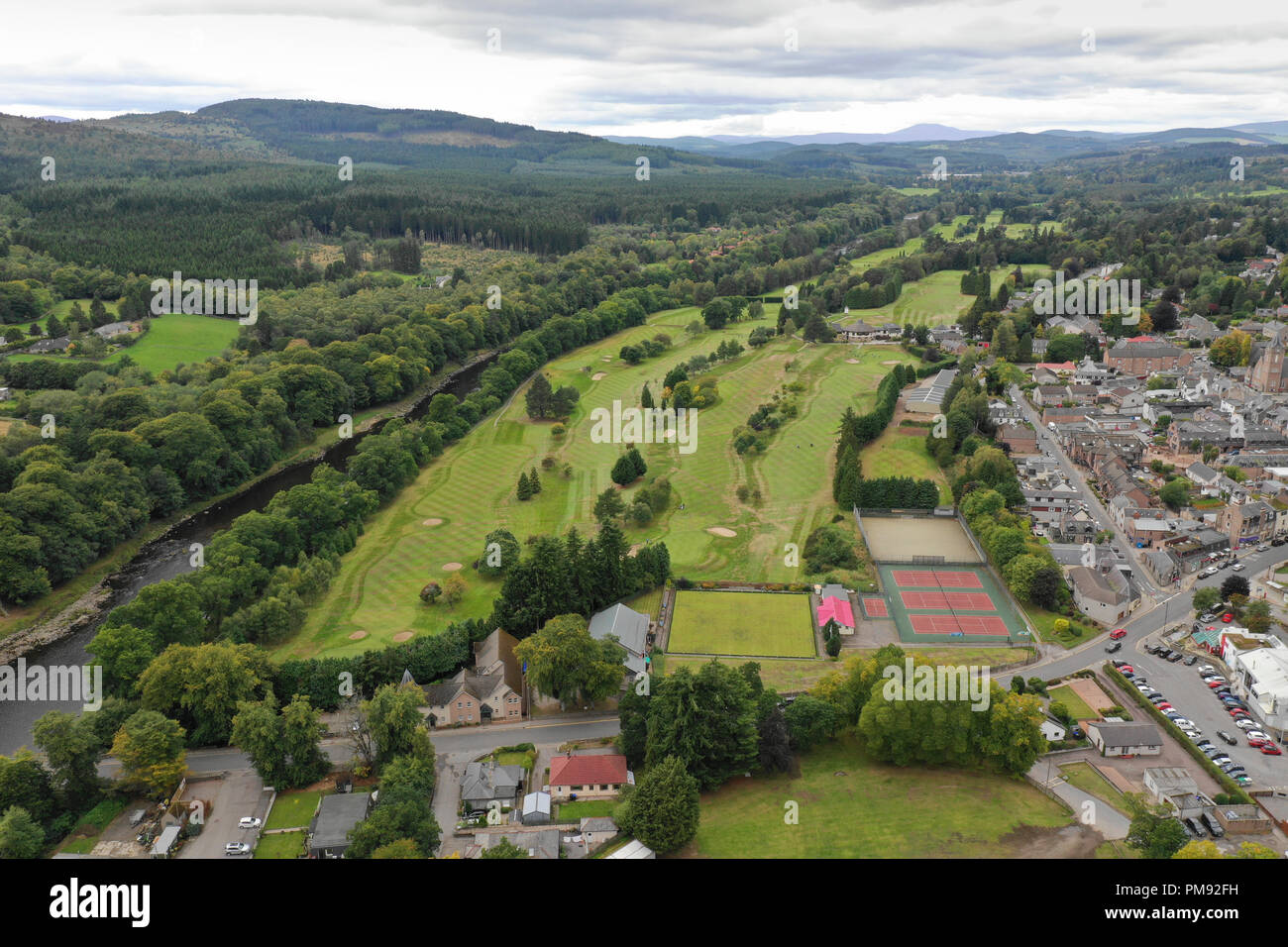 Drone aérien vue de Banchory Aberdeenshire Banque D'Images