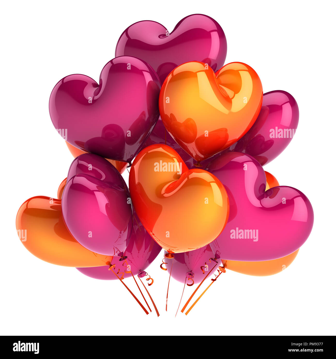 Bouquet de ballons parti orange rose en forme de coeur. anniversaire,  mariage, lune de miel, mariage décoration. L'AMOUR, Saint-Valentin fête  romantique symbole. 3 Photo Stock - Alamy