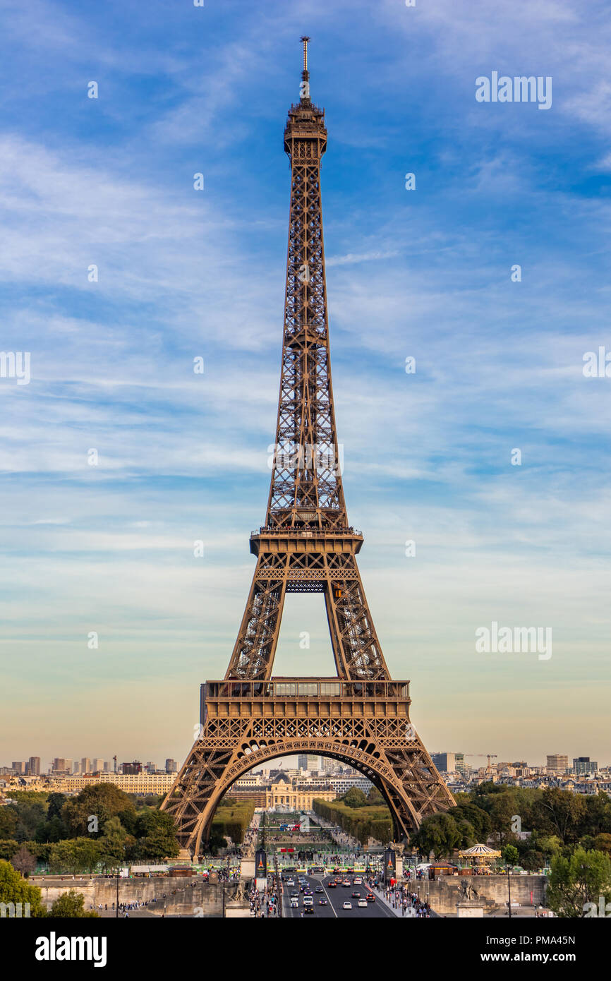 La Tour Eiffel, Paris, France, vue du Trocadéro Banque D'Images