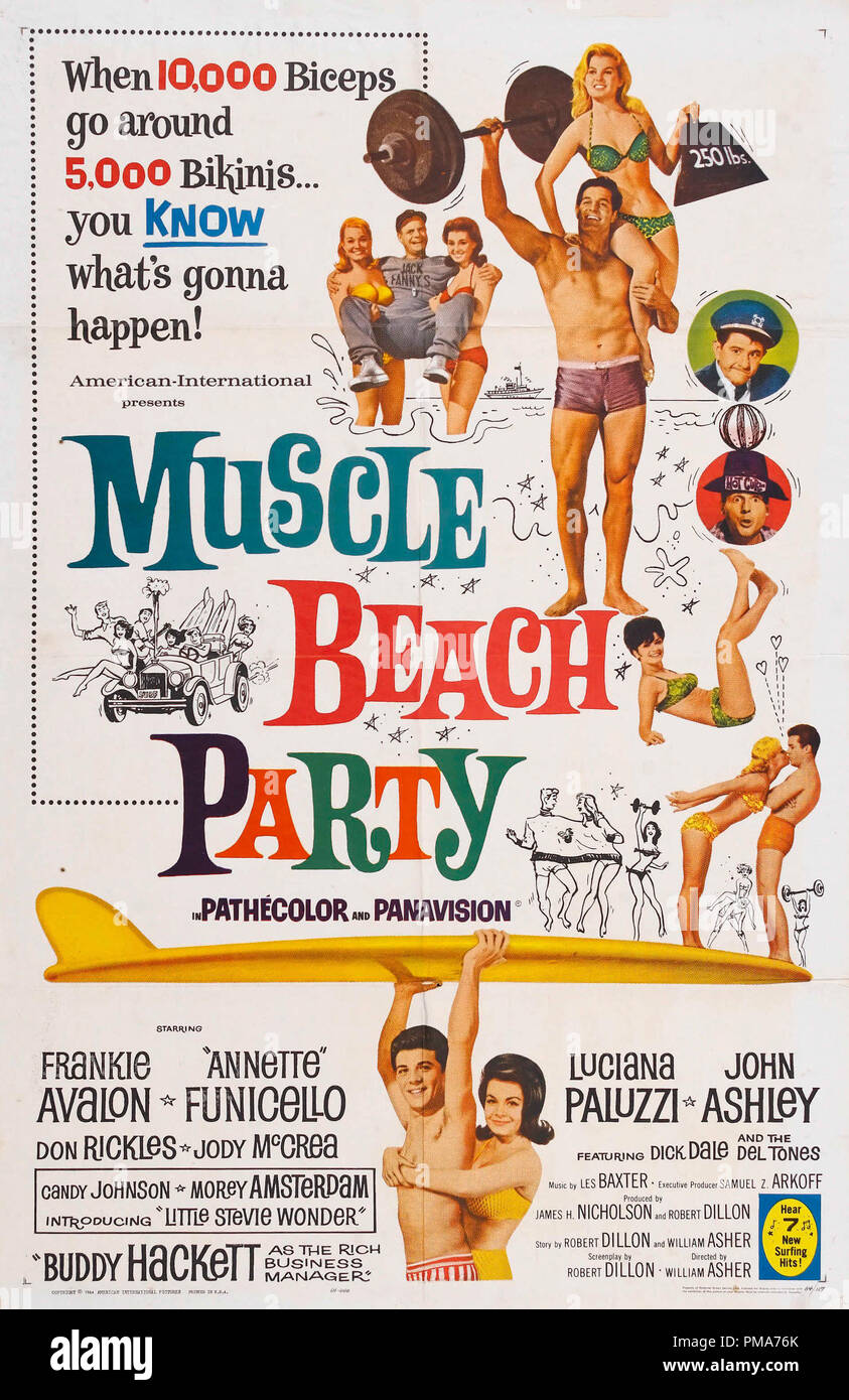'Muscle Beach Party' (1964) American International Pictures l'affiche Frankie Avalon, Annette Funicello référence #  32263 031THA Banque D'Images