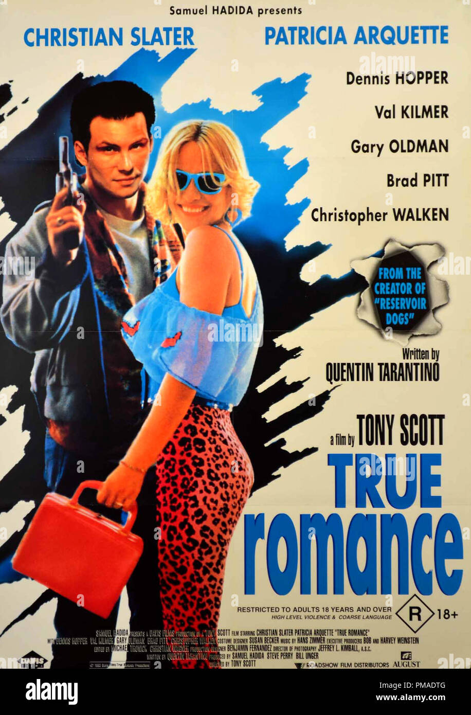 'True Romance' - Affiche 1993 Roadshow Films US Christian Slater, Patricia Arquette référence #  32509 Fichier 366THA Banque D'Images