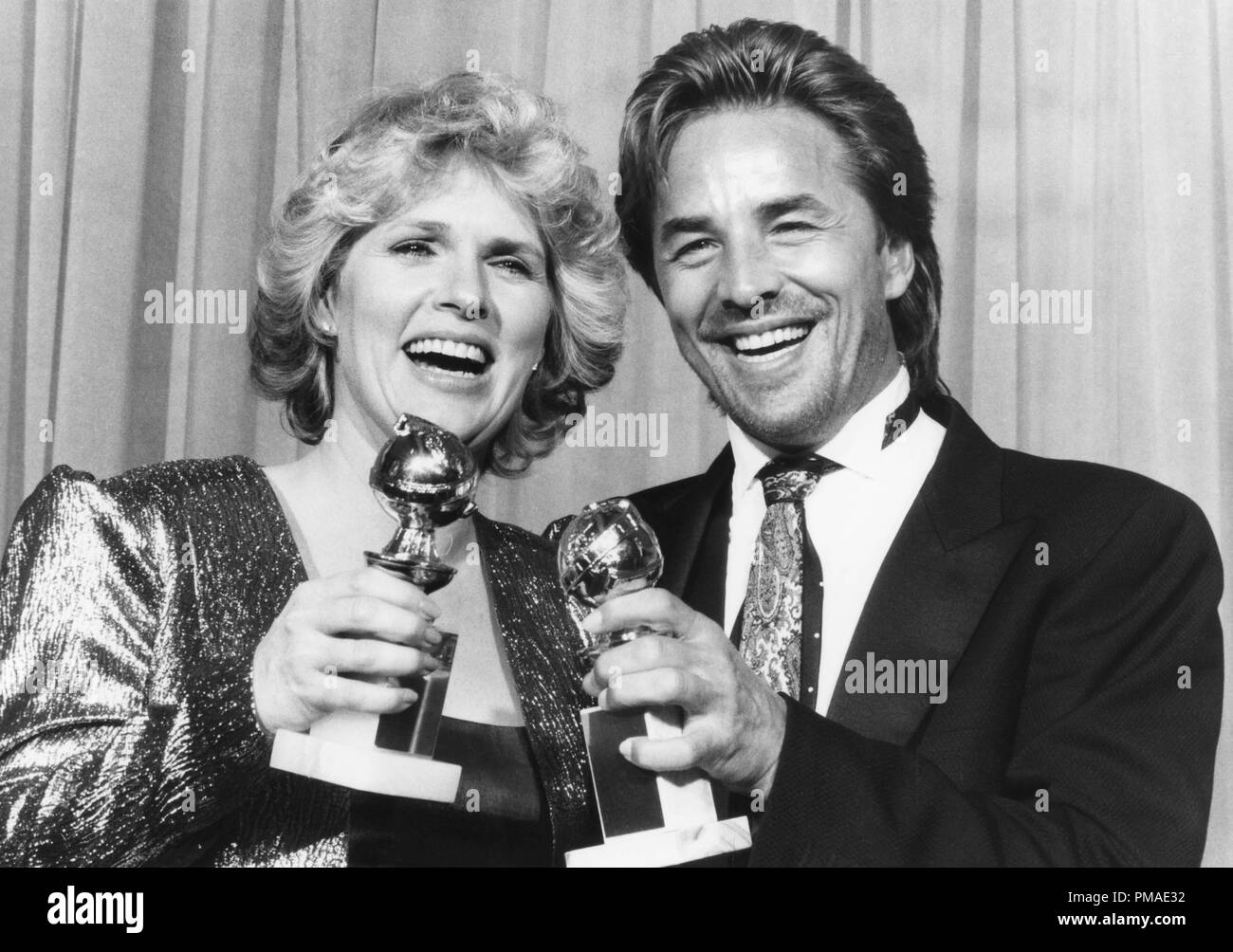 Don Johnson, Sharon Gless à la 43e Golden Globe Awards annuel, 1986 Référence du dossier #  32509 525THA Banque D'Images