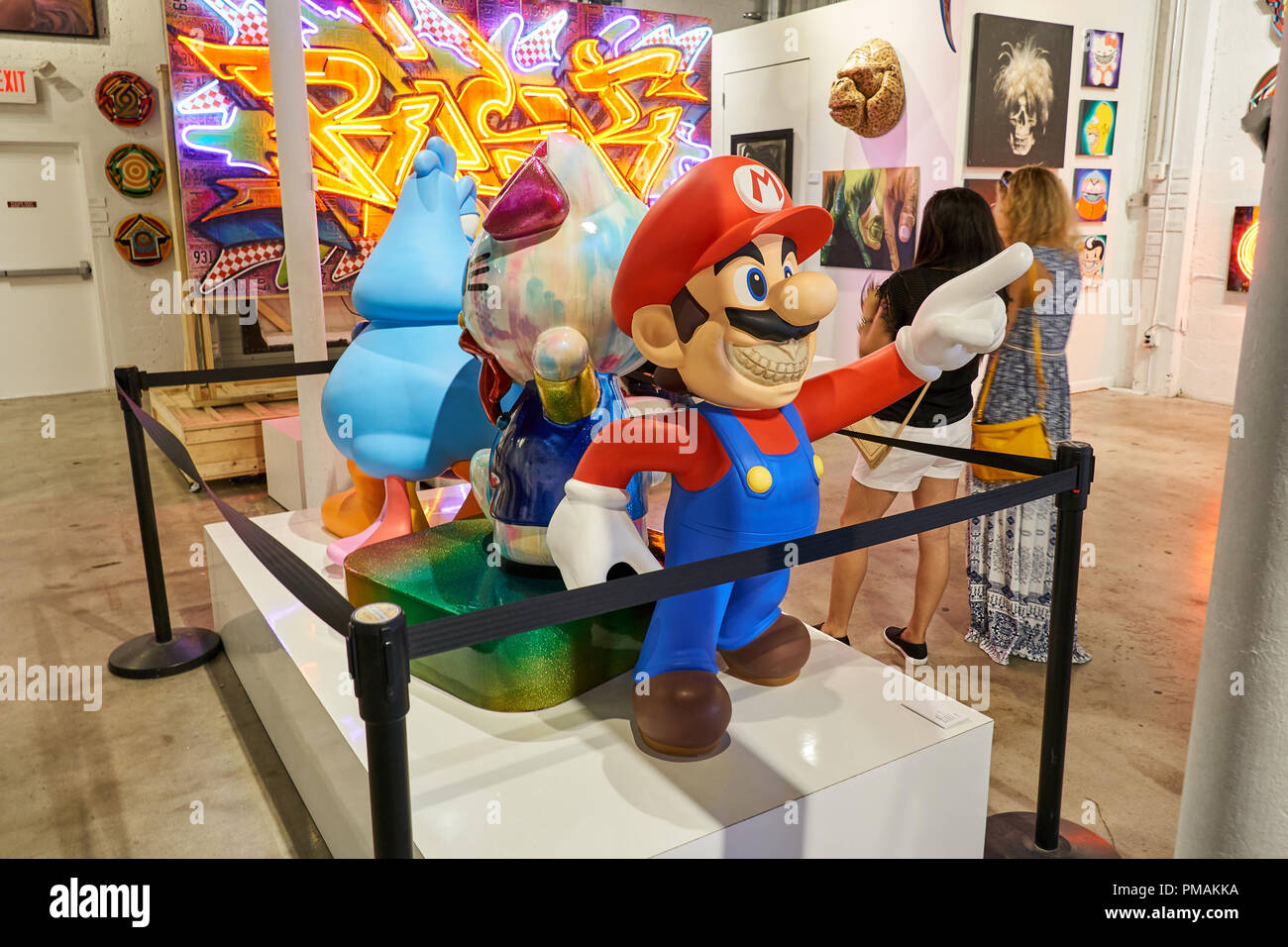 MIAMI, USA - 22 août 2018 : murs Wynwood Miami Super Mario. Wynwood est un quartier de Miami, en Floride, connue pour ses graffiti et street art. Banque D'Images