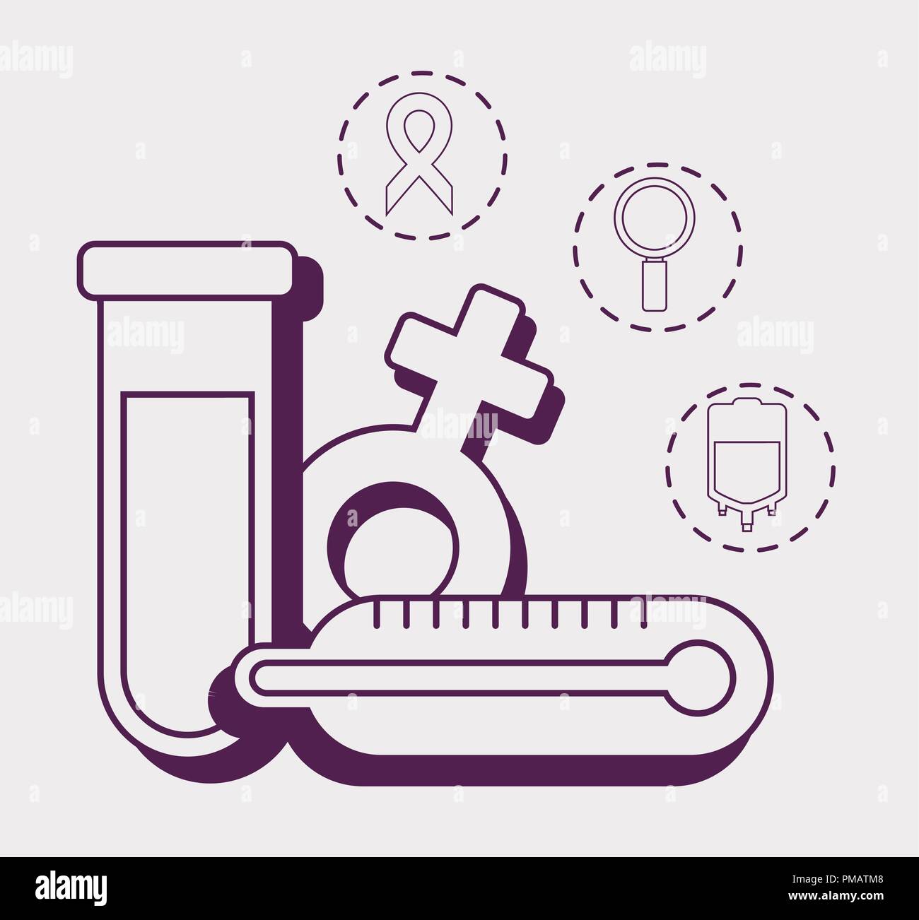 Tube à essai et les icônes médicale autour de sur fond blanc, vector illustration Illustration de Vecteur