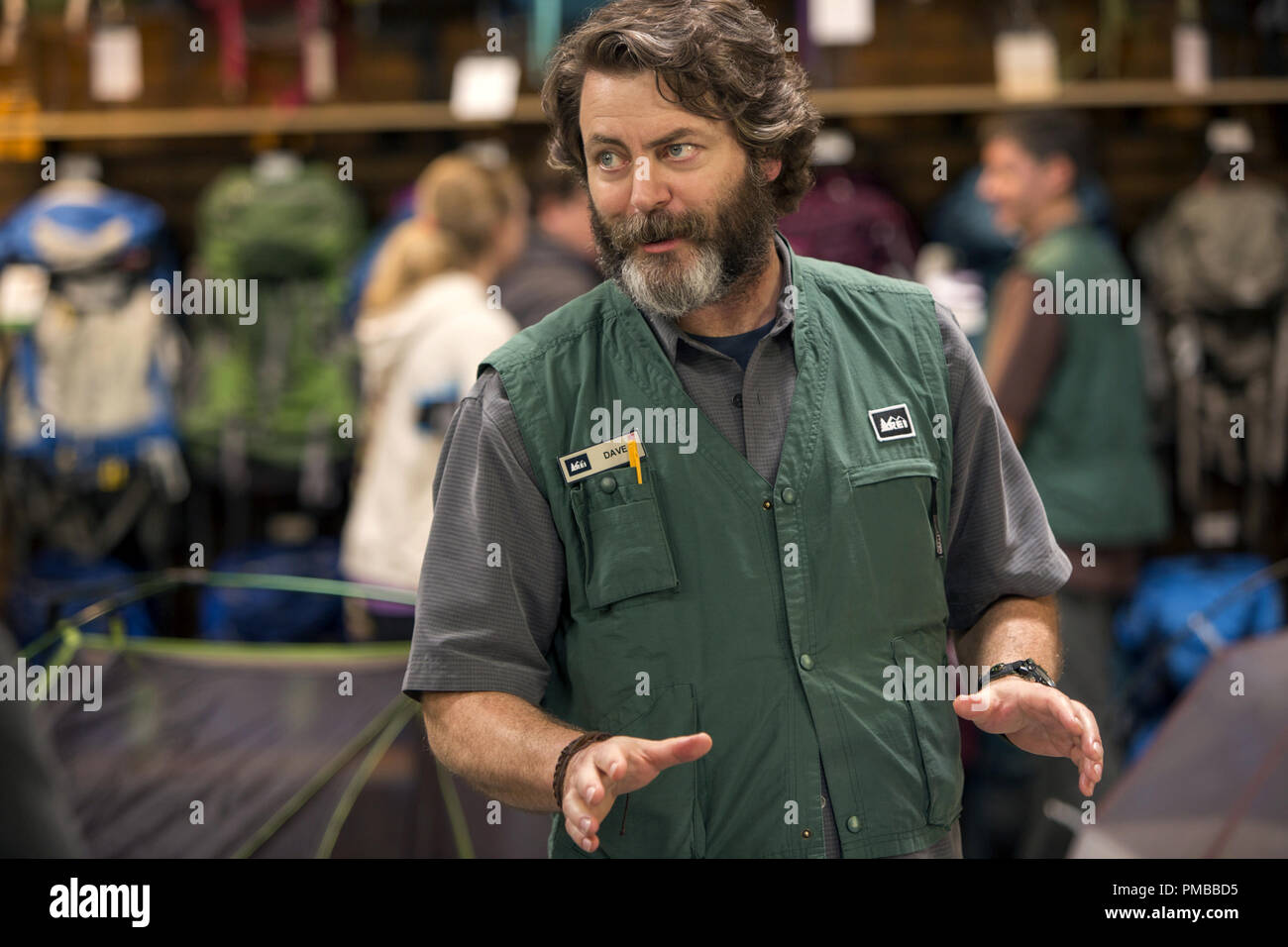 Nick Offerman stars comme Dave en large Green Images version à venir, UNE PROMENADE DANS LES BOIS. Banque D'Images