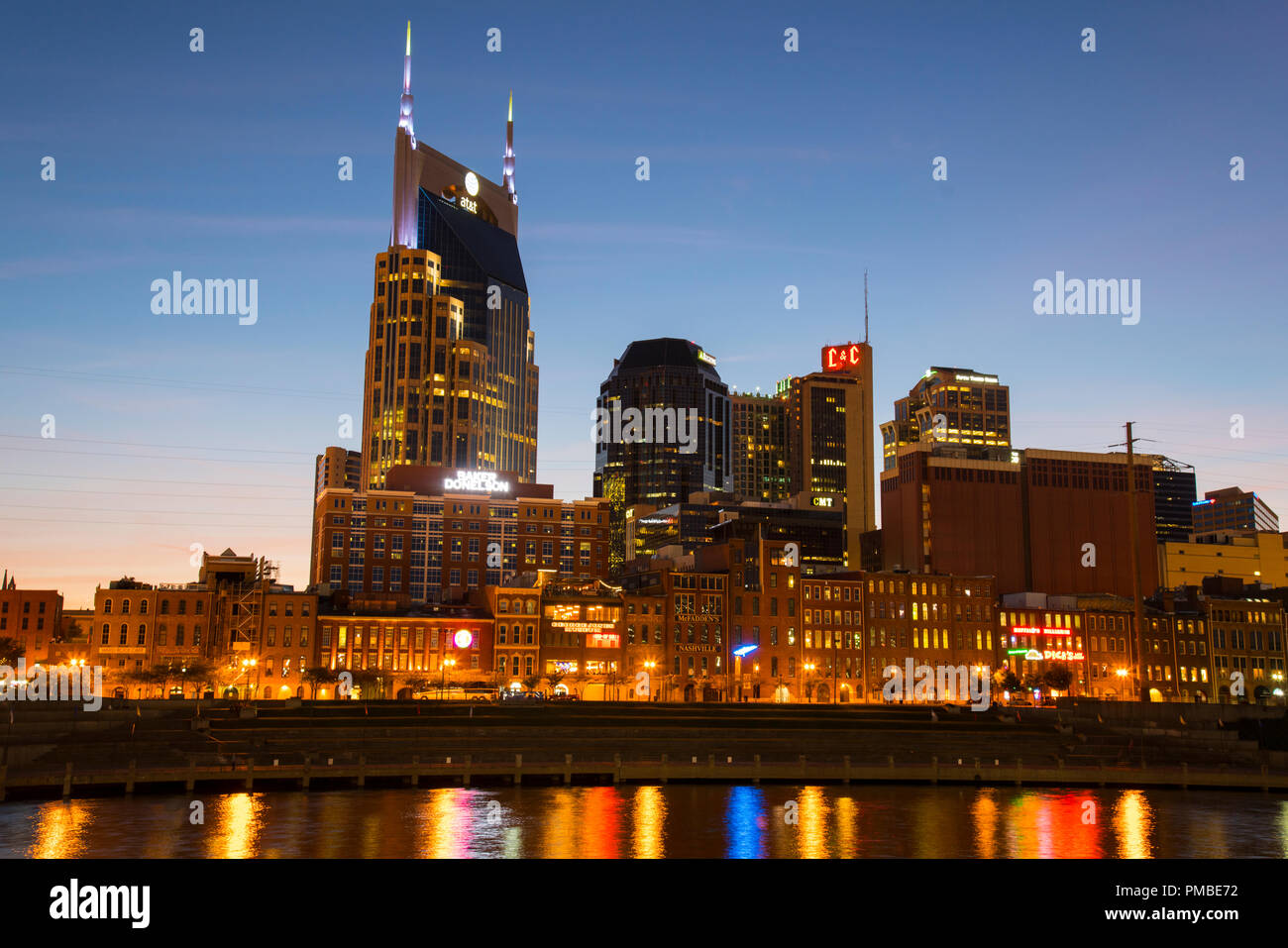 Nashville skyline at night. Nashville, Tennessee. Banque D'Images