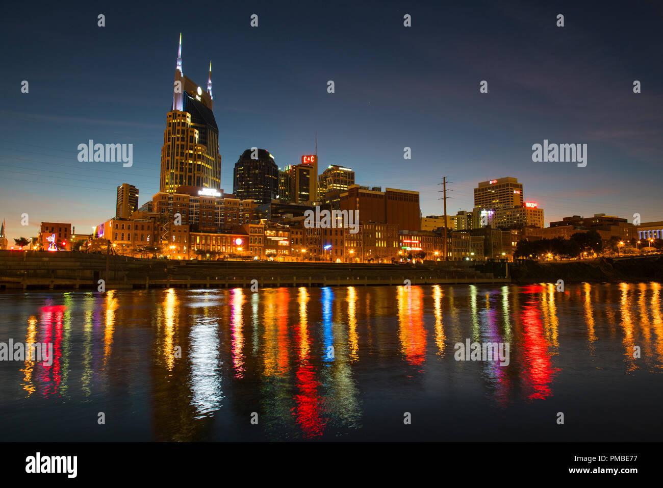 Nashville skyline at night. Nashville, Tennessee. Banque D'Images
