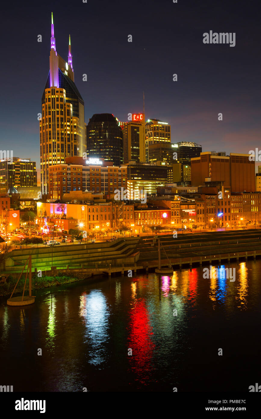 Nashville skyline at night. Nashville, Tennessee. Banque D'Images